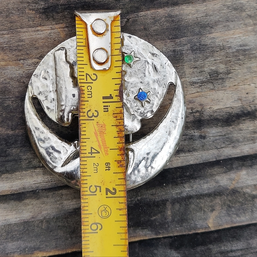🌙 Vintage Celestial Moon And Stars Brooch - Picture 4 of 4